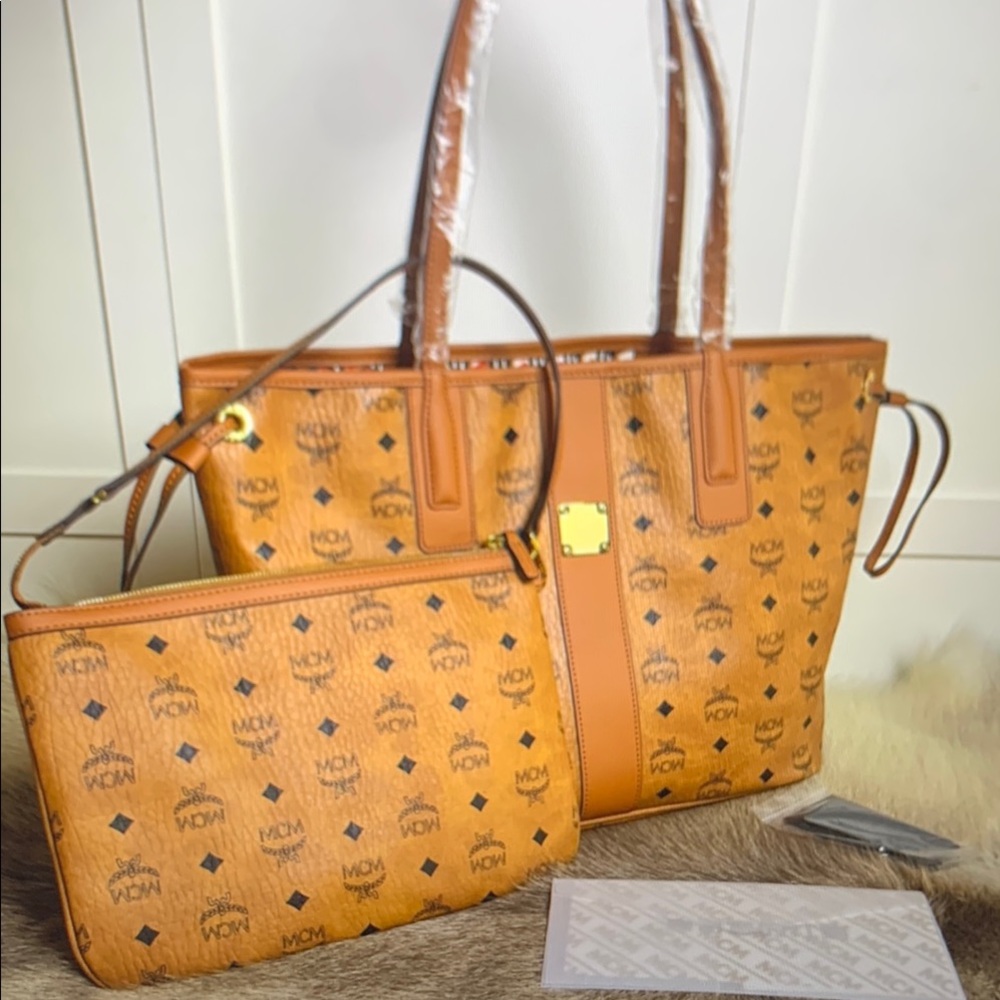 MCM Tan Leather Tote Bag - Picture 8 of 9